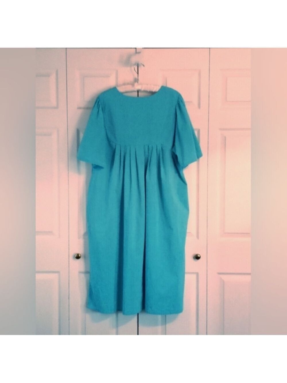 Expressions Turquoise Embroidered Cotton Dress XL - Picture 3 of 5